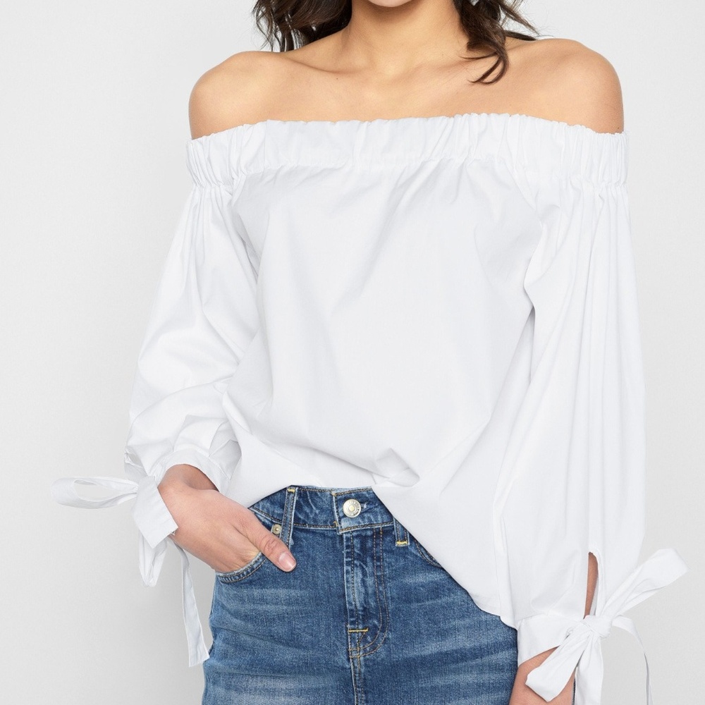 NWT $149 7 For All Mankind Off-Shoulder Tie Top